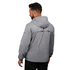 Avas Packable Quarter Zip Anorak in Recycled Nylon, Unisex Embroidery - Quarry - Back On Model