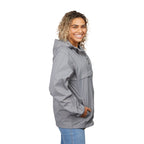 Avas Packable Quarter Zip Anorak in Recycled Nylon, Unisex Embroidery - Quarry - Left Side On Model