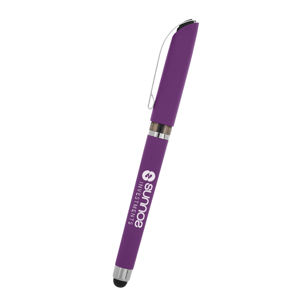 Avendale Velvet Touch Gel Pen with Stylus - Purple - Silk Screen