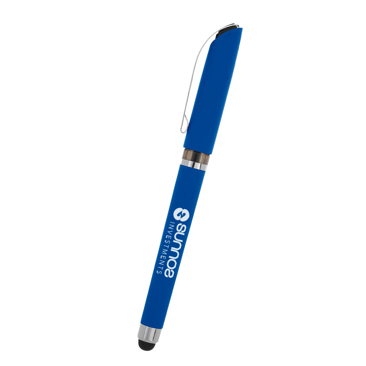 Avendale Velvet Touch Gel Pen with Stylus - Royal Blue - Silk Screen