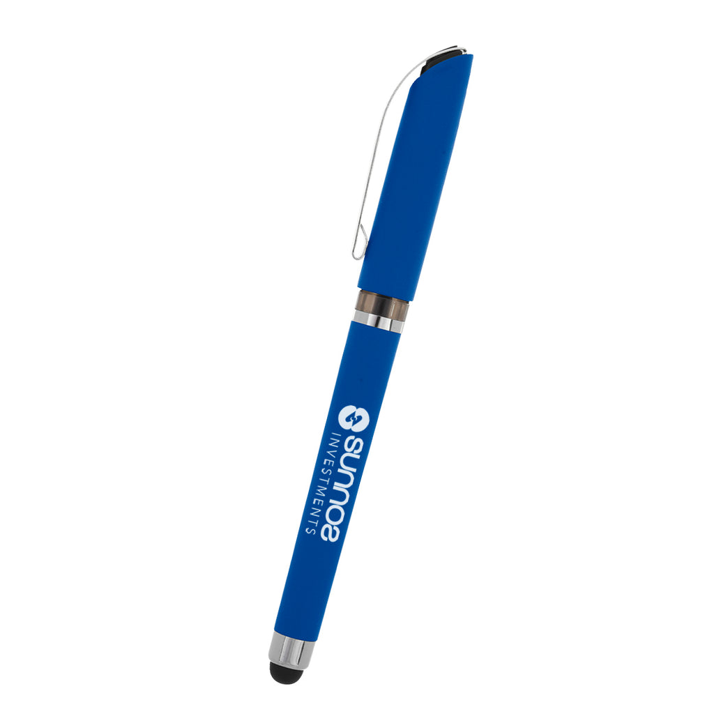 Avendale Velvet Touch Gel Pen with Stylus - Royal Blue - Silk Screen
