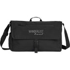 Avery Laptop Messenger Bag in Recycled Crinkle Fabric, 15 Inches Embroidery - Black - Front