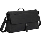 Avery Laptop Messenger Bag in Recycled Crinkle Fabric, 15 Inches Embroidery - Black - Right Angle