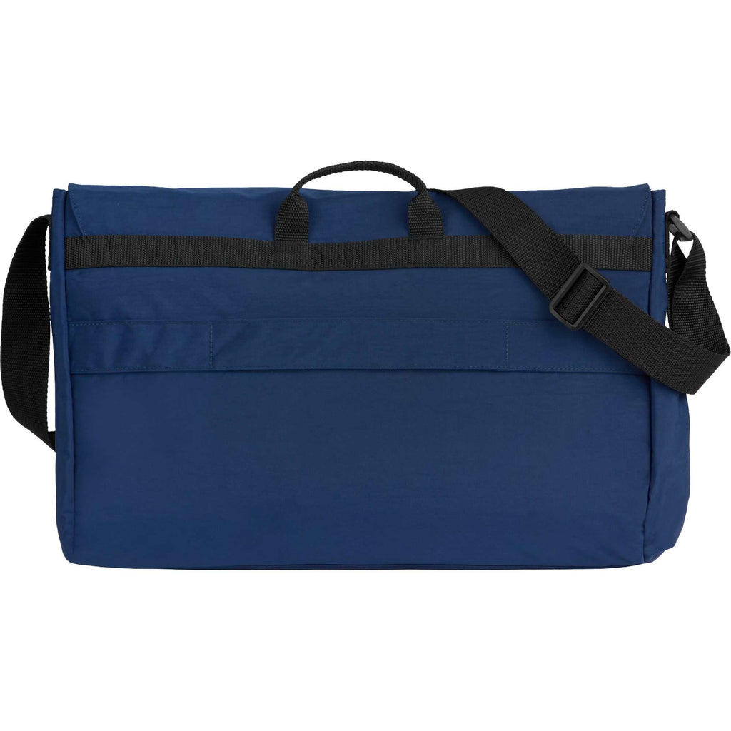 Avery Laptop Messenger Bag in Recycled Crinkle Fabric, 15 Inches Embroidery - Navy - Back
