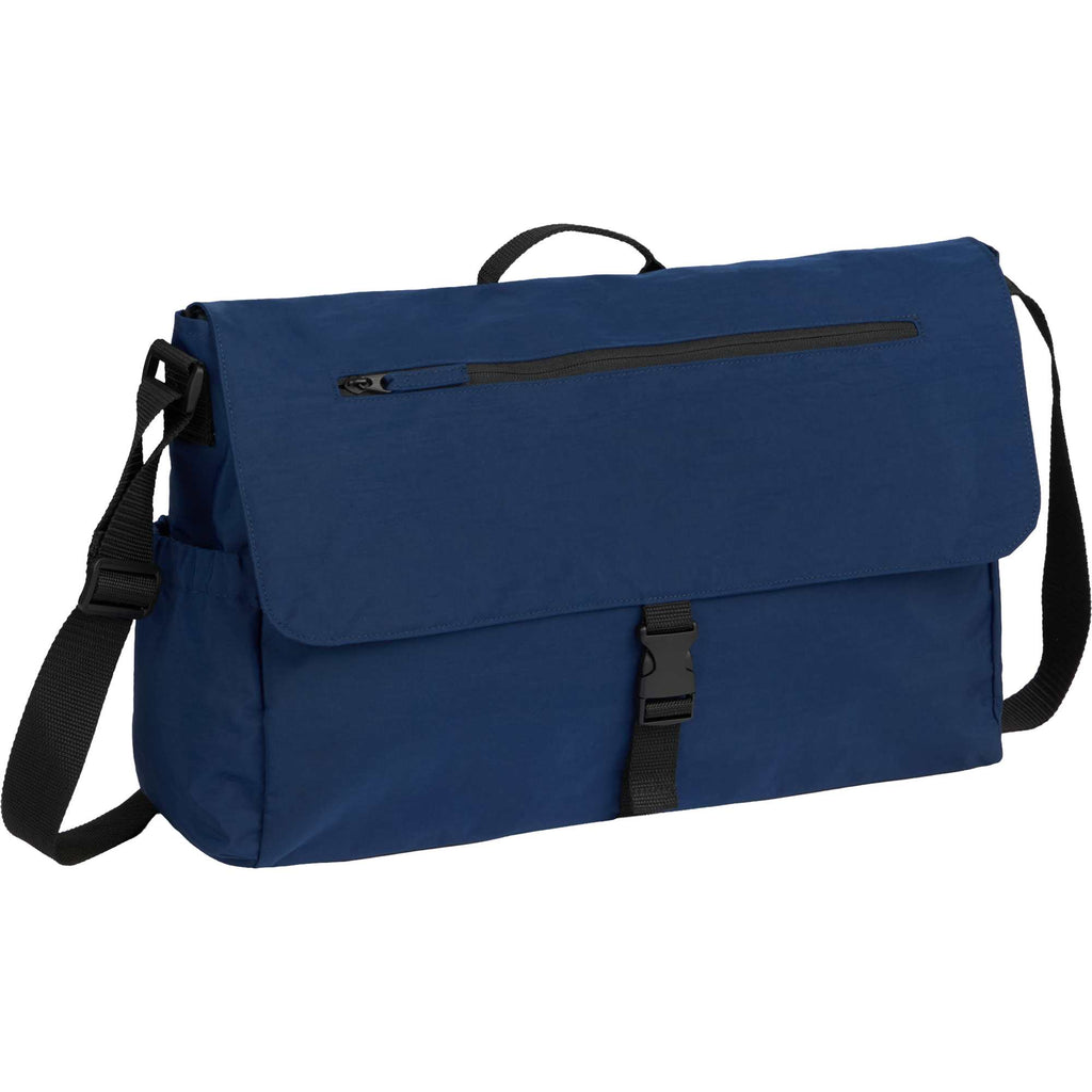 Avery Laptop Messenger Bag in Recycled Crinkle Fabric, 15 Inches Transfer - Navy - Right Angle