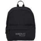 Avery Small Backpack in Recycled Crinkle Fabric, 10L Embroidery - Black - Front