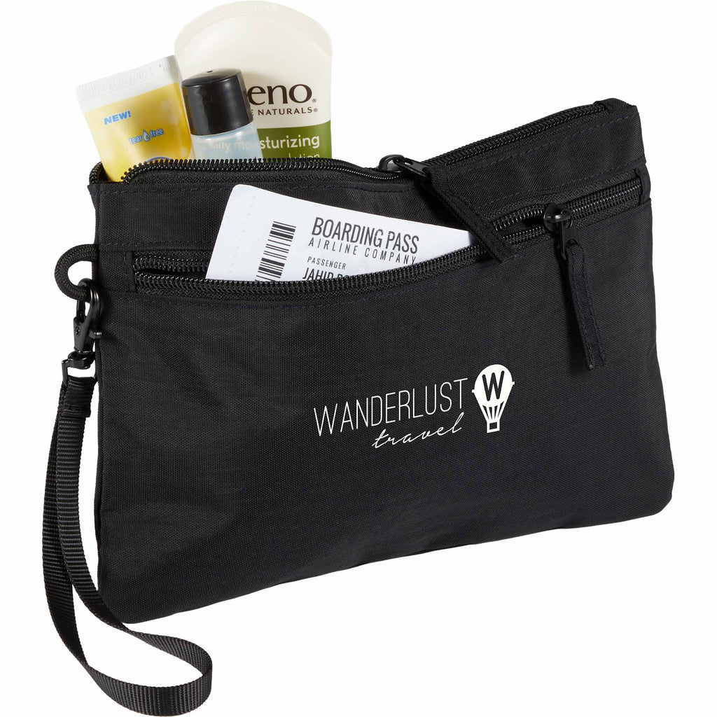 Avery Wristlet in Recycled Crinkle Fabric Embroidery - Black - Detail