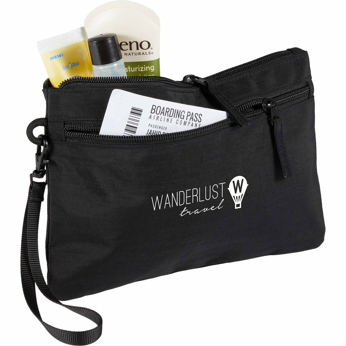 Avery Wristlet in Recycled Crinkle Fabric Embroidery - Black - Detail