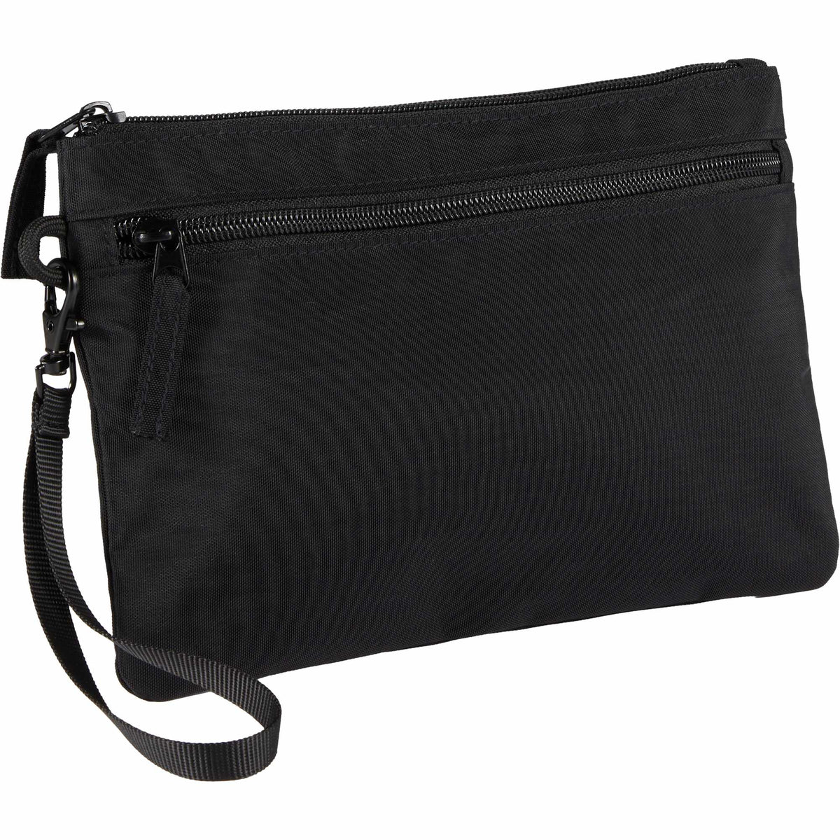 Avery Wristlet in Recycled Crinkle Fabric Embroidery - Black - Right Angle