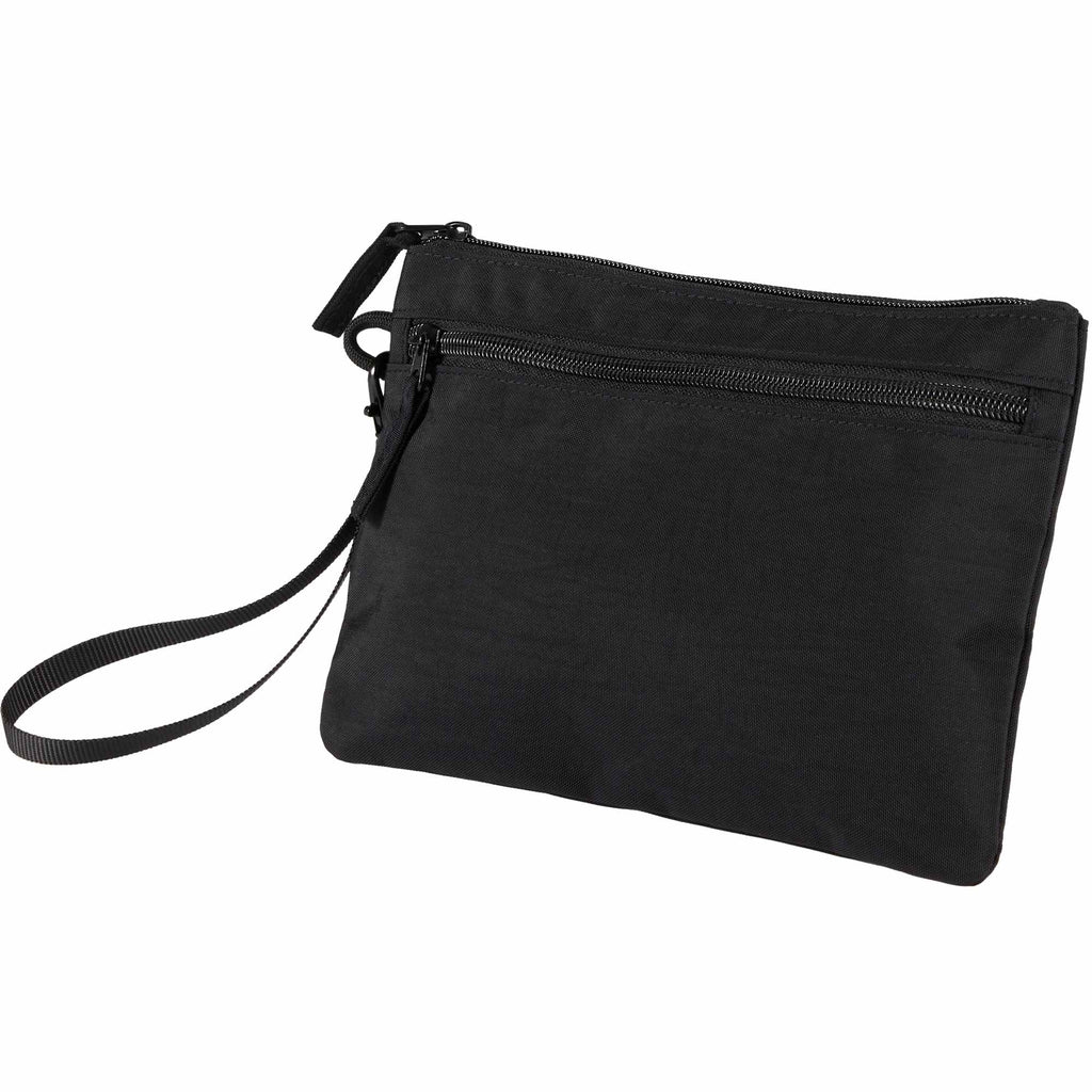 Avery Wristlet in Recycled Crinkle Fabric Transfer - Black - Left Angle