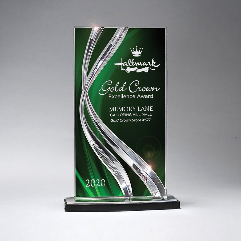 Award, Large - Clear with Green
