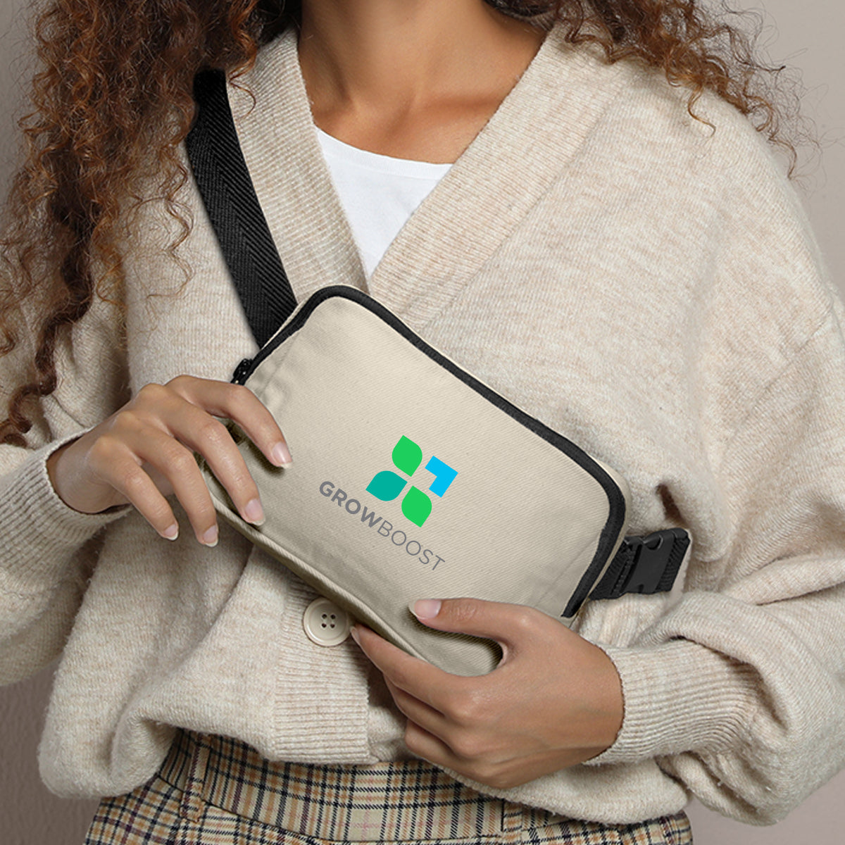 Aware Recycled Cotton Canvas Belt Bag, 10 oz - Natural - Lifestyle_Colorbrite