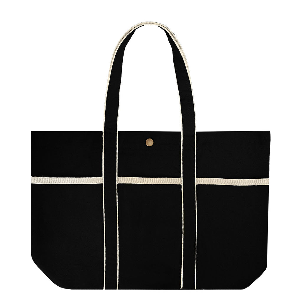 Aware Recycled Cotton Canvas Tote Bag, 10 oz - Black with Natural - Back