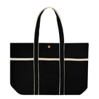Aware Recycled Cotton Canvas Tote Bag, 10 oz - Black with Natural - Back