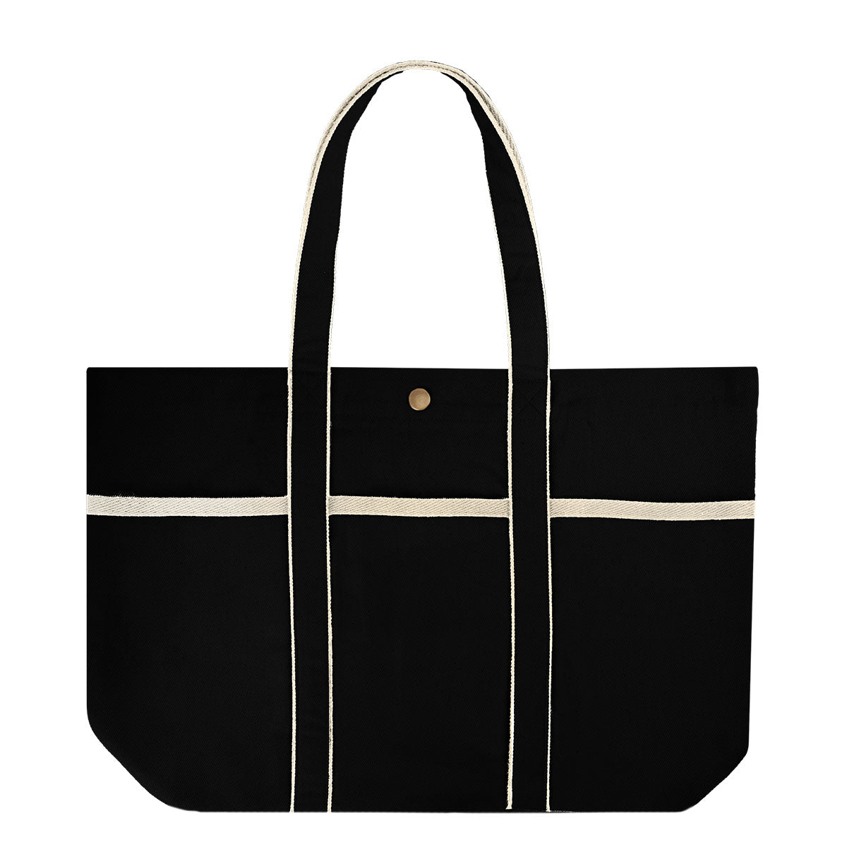 Aware Recycled Cotton Canvas Tote Bag, 10 oz - Black with Natural - Back