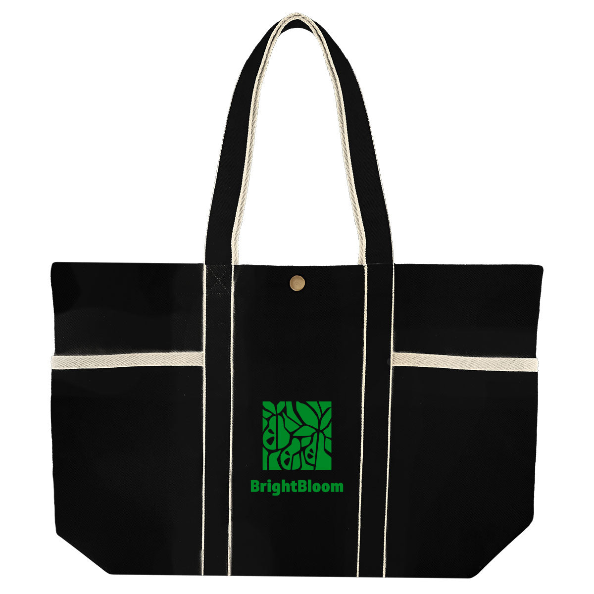 Aware Recycled Cotton Canvas Tote Bag, 10 oz - Black with Natural - Silk Screen