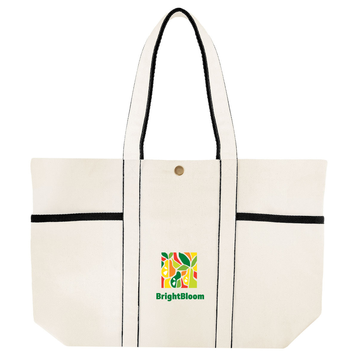 Aware Recycled Cotton Canvas Tote Bag, 10 oz - Natural with Black - Colorbrite