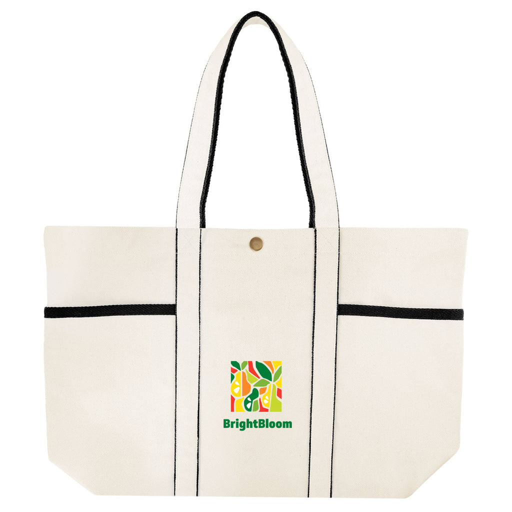 Aware Recycled Cotton Canvas Tote Bag, 10 oz - Natural with Black - Colorbrite