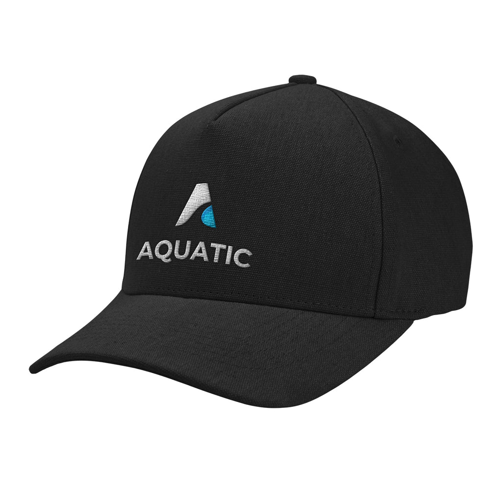 Aware Recycled Cotton Cap with a Leatherette Backstrap Embroidery - Black - Embroidery