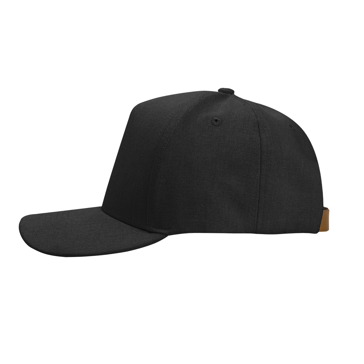 Aware Recycled Cotton Cap with a Leatherette Backstrap Embroidery - Black - Side