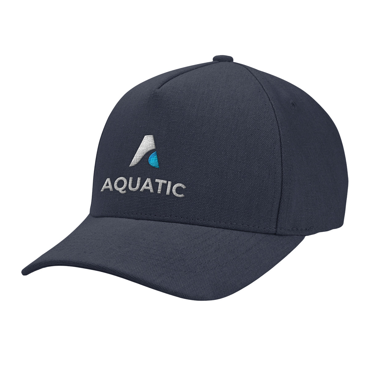 Aware Recycled Cotton Cap with a Leatherette Backstrap Embroidery - Navy - Embroidery