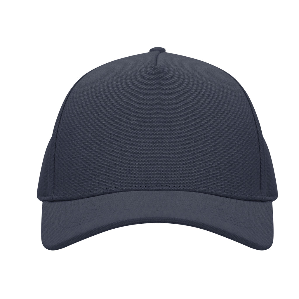 Aware Recycled Cotton Cap with a Leatherette Backstrap Embroidery - Navy - Front