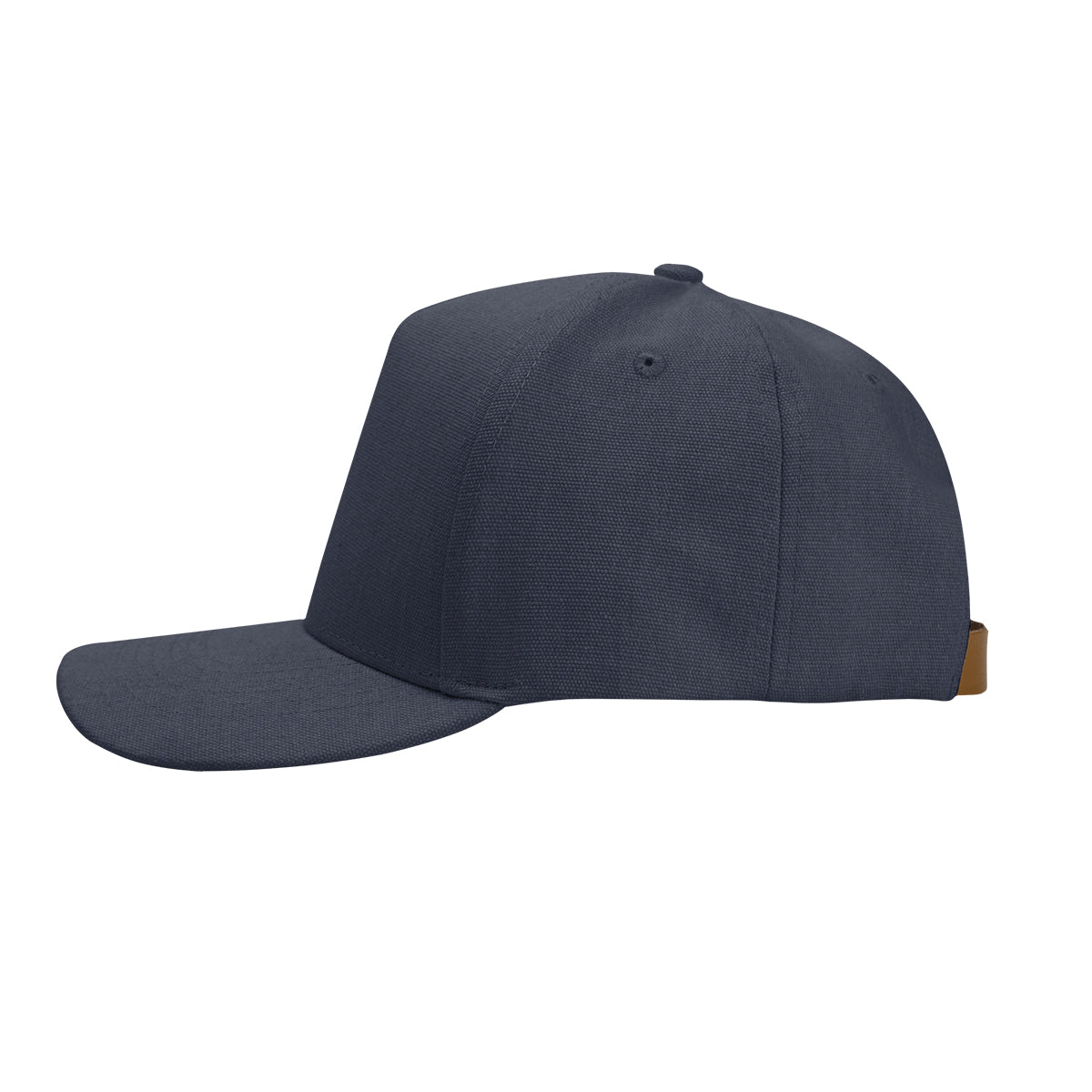 Aware Recycled Cotton Cap with a Leatherette Backstrap Embroidery - Navy - Side