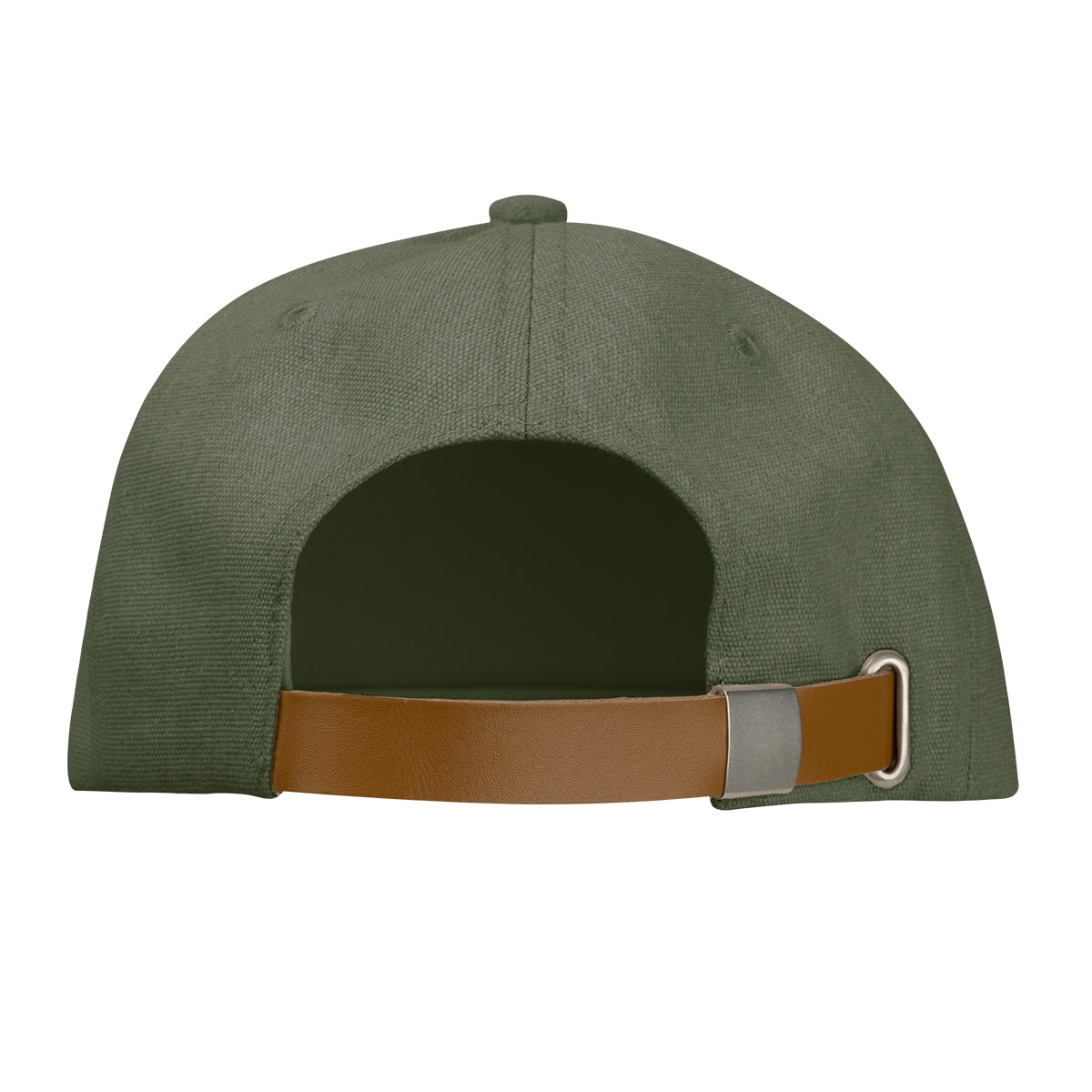 Aware Recycled Cotton Cap with a Leatherette Backstrap Embroidery - Olive - Back