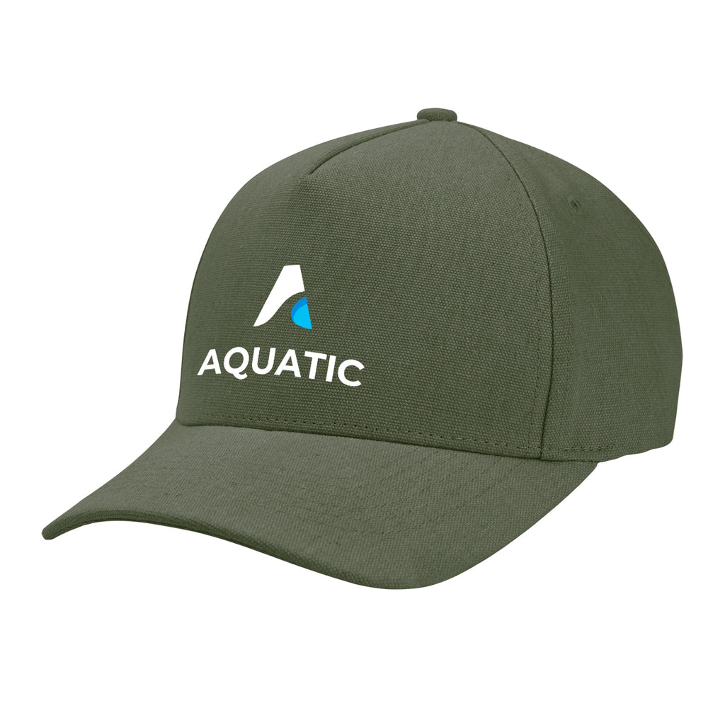 Aware Recycled Cotton Cap with a Leatherette Backstrap Embroidery - Olive - Colorbrite