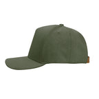 Aware Recycled Cotton Cap with a Leatherette Backstrap Embroidery - Olive - Side