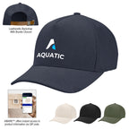 Aware Recycled Cotton Cap with a Leatherette Backstrap Embroidery