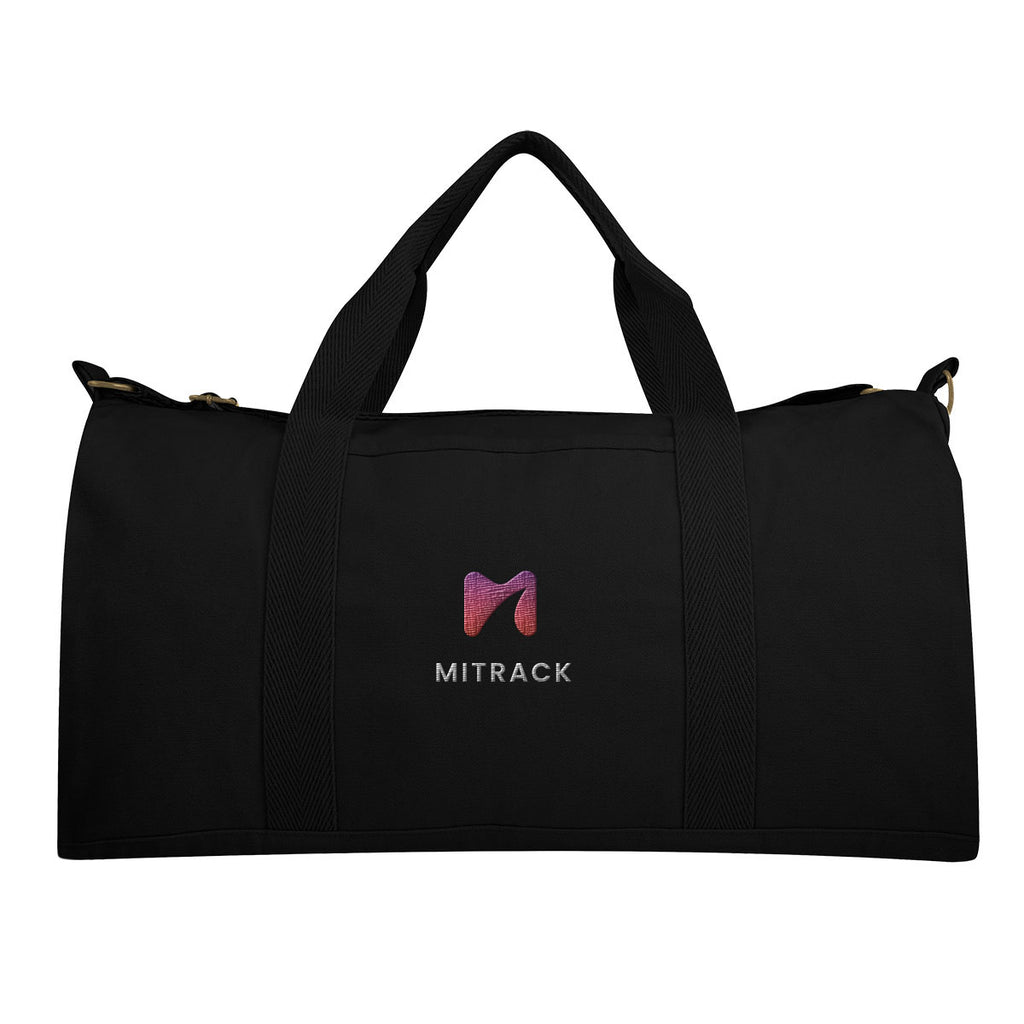 Aware Recycled Cotton Flat Bottom Duffel Bag, 14 oz - Black - Embroidery