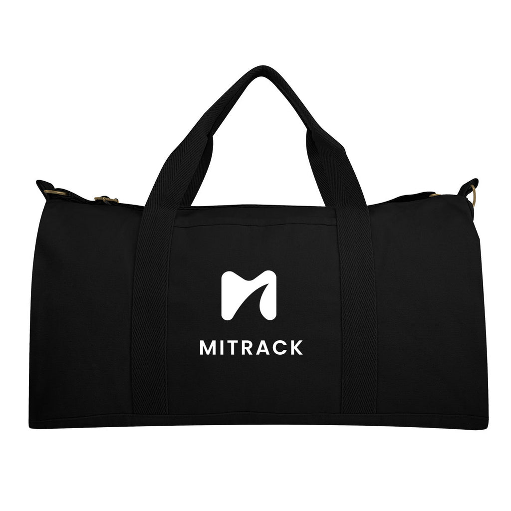 Aware Recycled Cotton Flat Bottom Duffel Bag, 14 oz - Black - Silk Screen