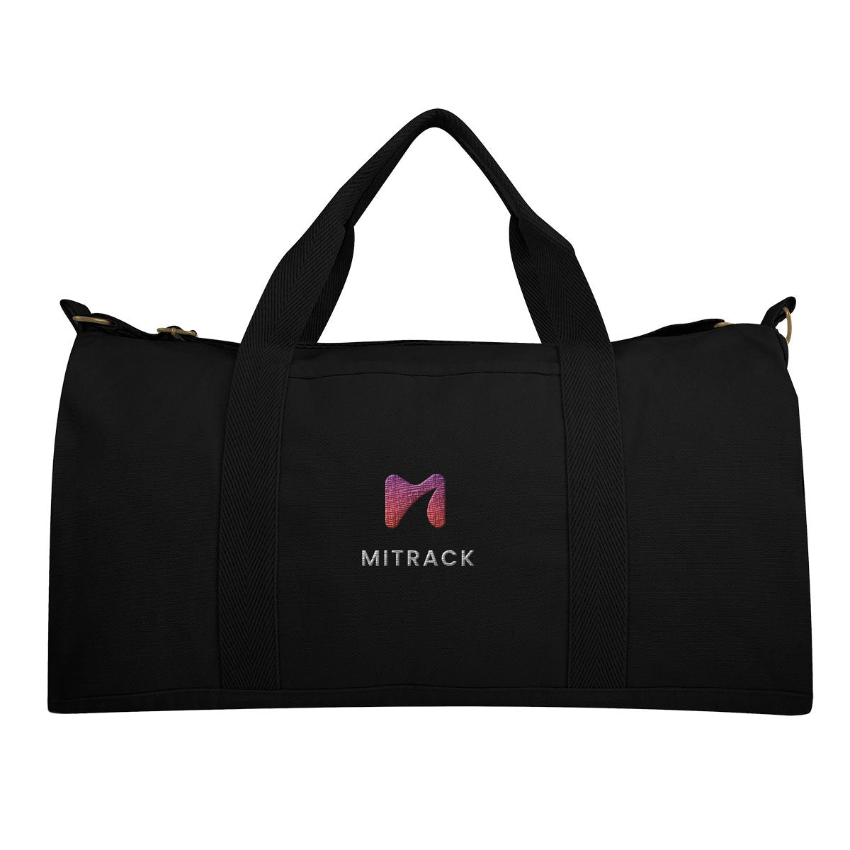 Aware Recycled Cotton Flat Bottom Duffel Bag, 14 oz Embroidery - Black - Embroidery