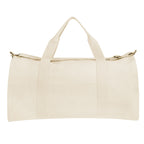 Aware Recycled Cotton Flat Bottom Duffel Bag, 14 oz Embroidery - Natural - Back