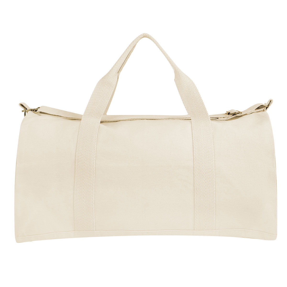 Aware Recycled Cotton Flat Bottom Duffel Bag, 14 oz Embroidery - Natural - Back