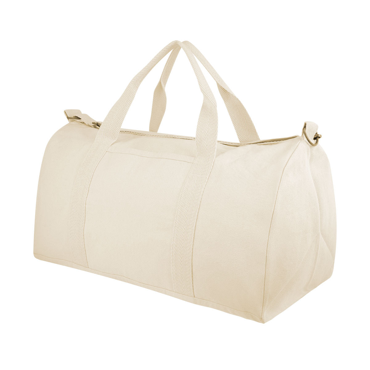 Aware Recycled Cotton Flat Bottom Duffel Bag, 14 oz - Natural - Angle