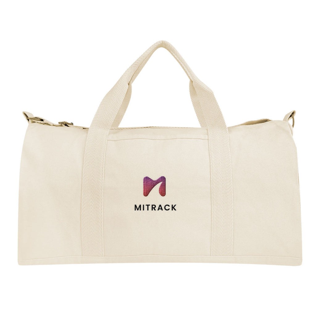 Aware Recycled Cotton Flat Bottom Duffel Bag, 14 oz - Natural - Embroidery