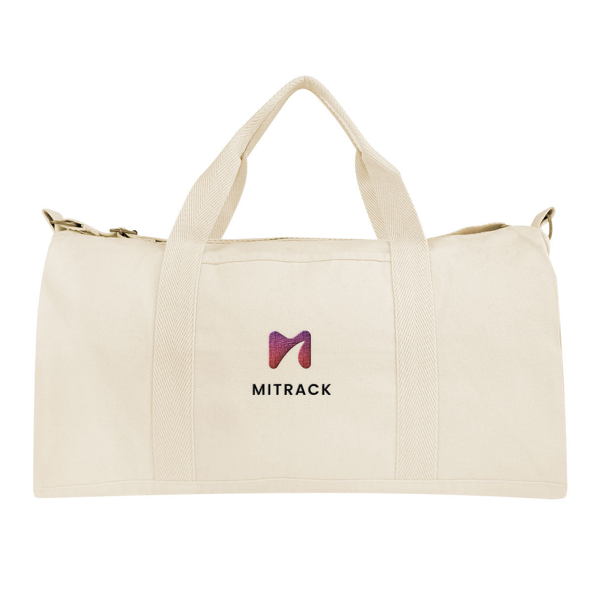 Aware Recycled Cotton Flat Bottom Duffel Bag, 14 oz - Natural - Embroidery