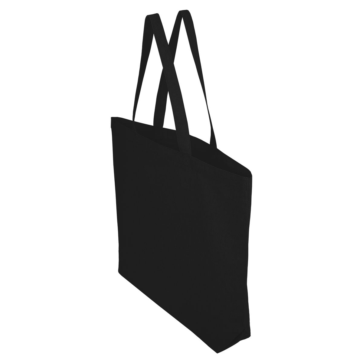 Aware Recycled Cotton Shopper Tote Bag, 9 oz - Black - Angle