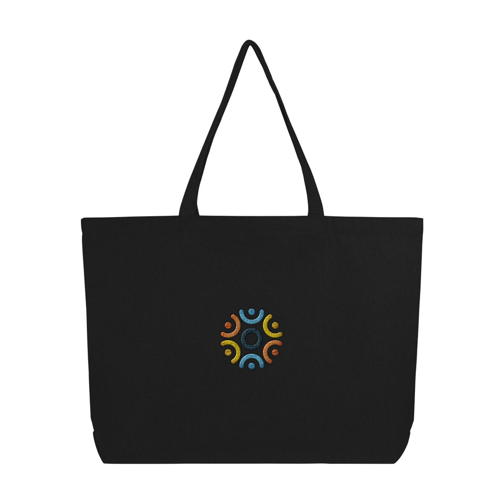 Aware Recycled Cotton Shopper Tote Bag, 9 oz Embroidery - Black - Embroidery