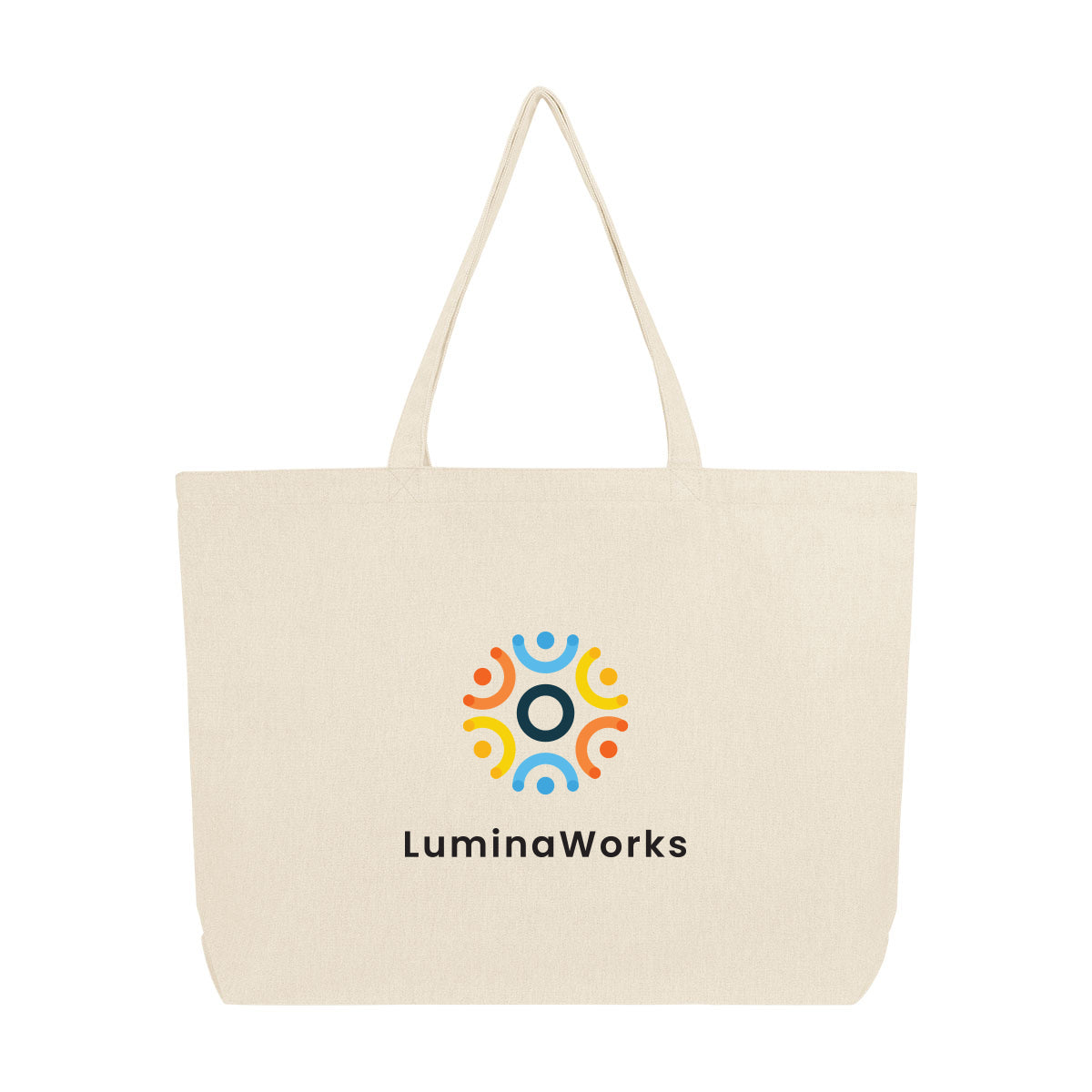 Aware Recycled Cotton Shopper Tote Bag, 9 oz Embroidery - Natural - Colorbrite