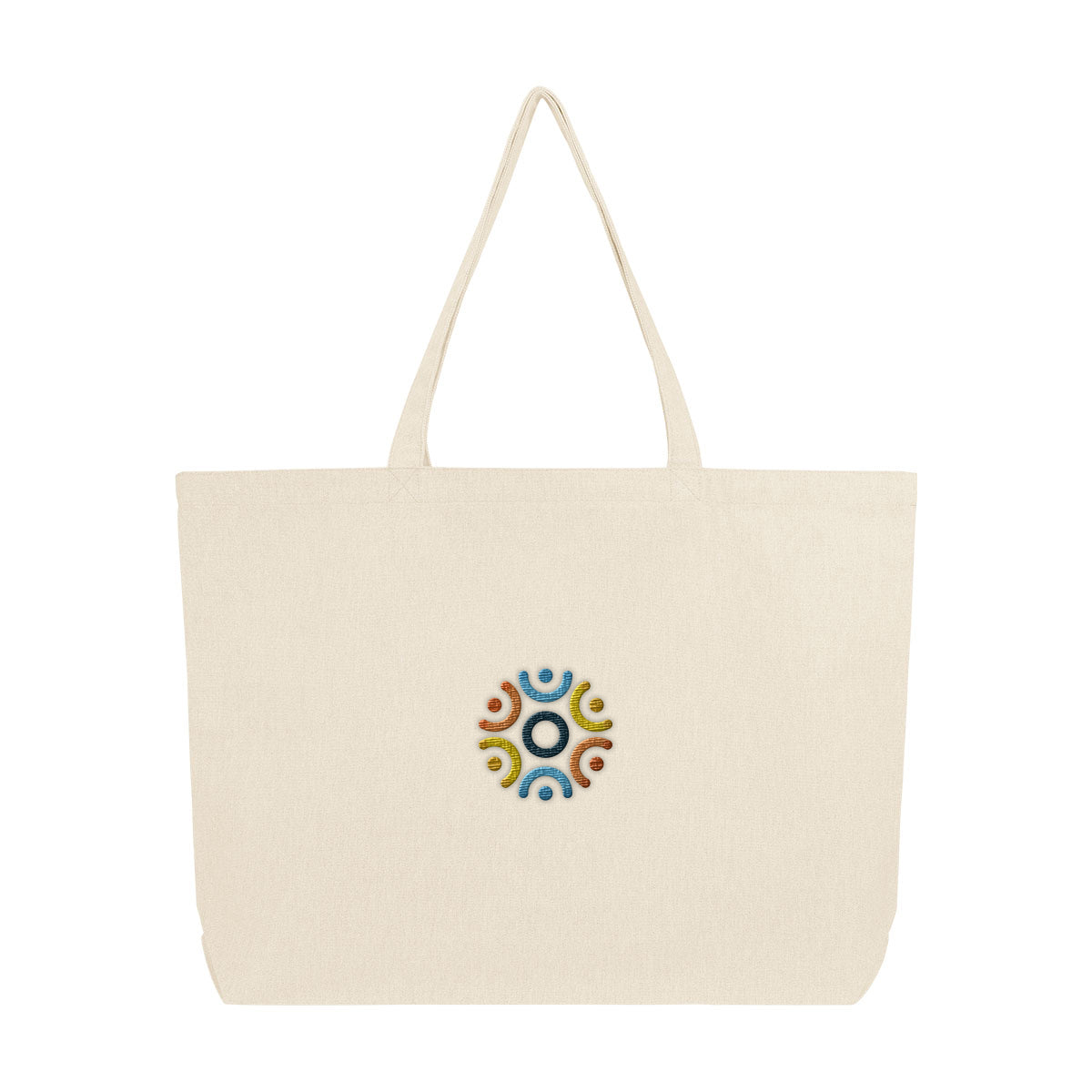Aware Recycled Cotton Shopper Tote Bag, 9 oz - Natural - Embroidery