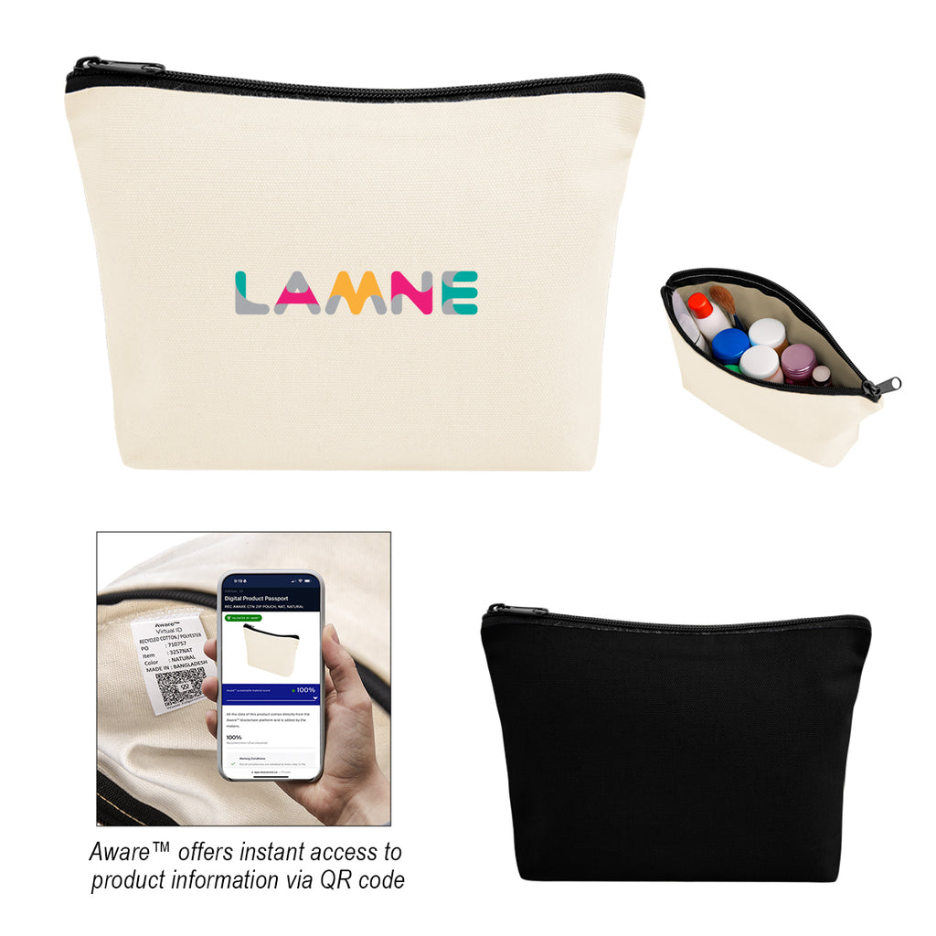 Aware Recycled Cotton Zip Pouch, 10 oz Embroidery