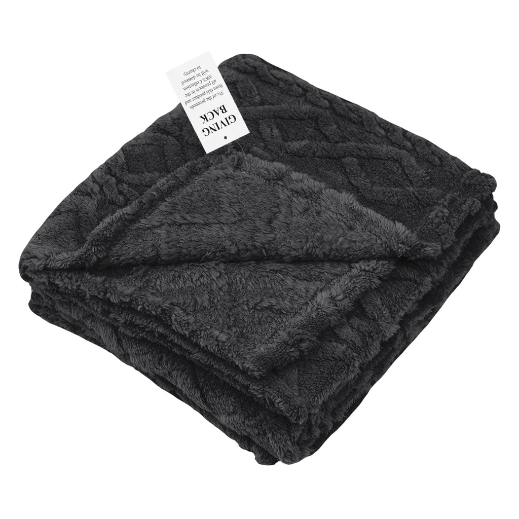AWS Alpine Sherpa Blanket in Recycled PET - Black - Folded