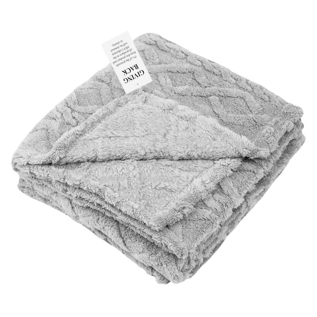 AWS Alpine Sherpa Blanket in Recycled PET - Gray - Folded