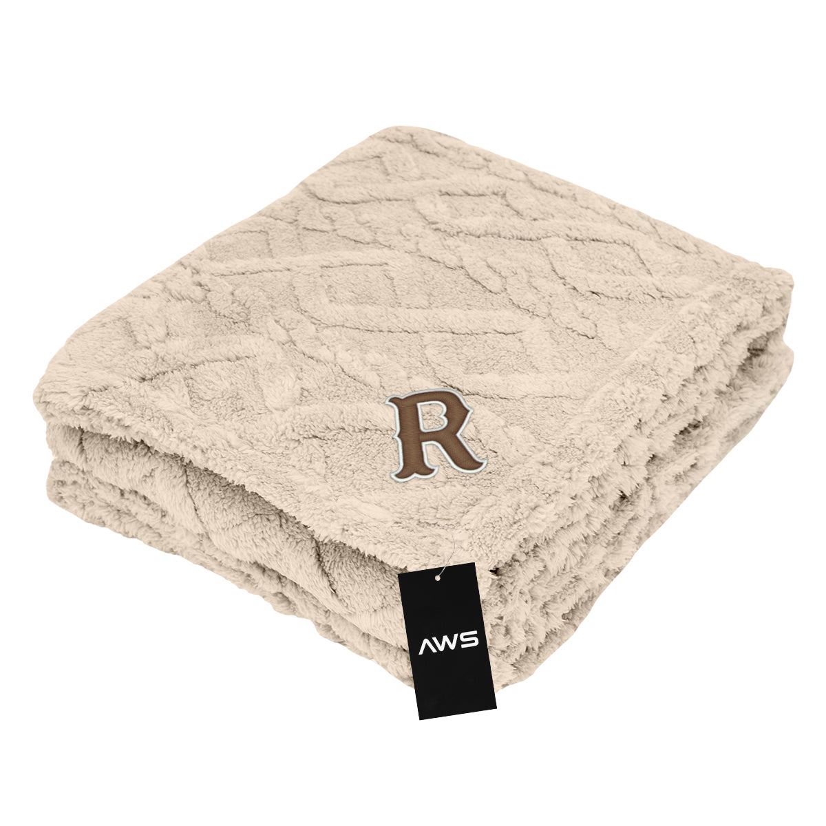 AWS Alpine Sherpa Blanket in Recycled PET - Tan - Embroidery