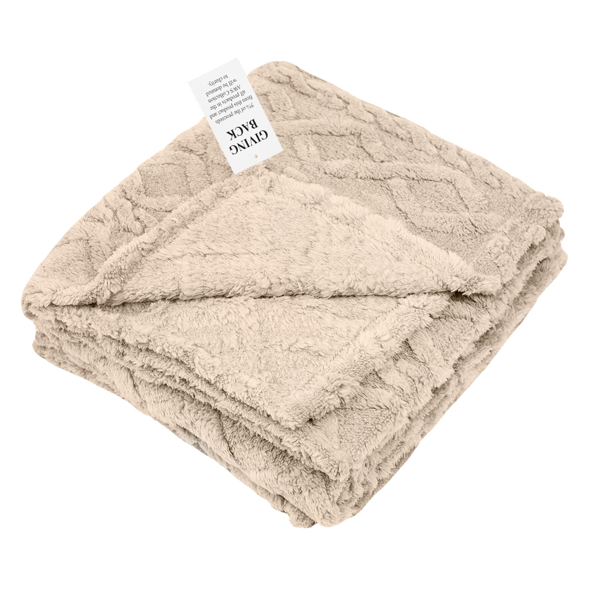 AWS Alpine Sherpa Blanket in Recycled PET - Tan - Folded