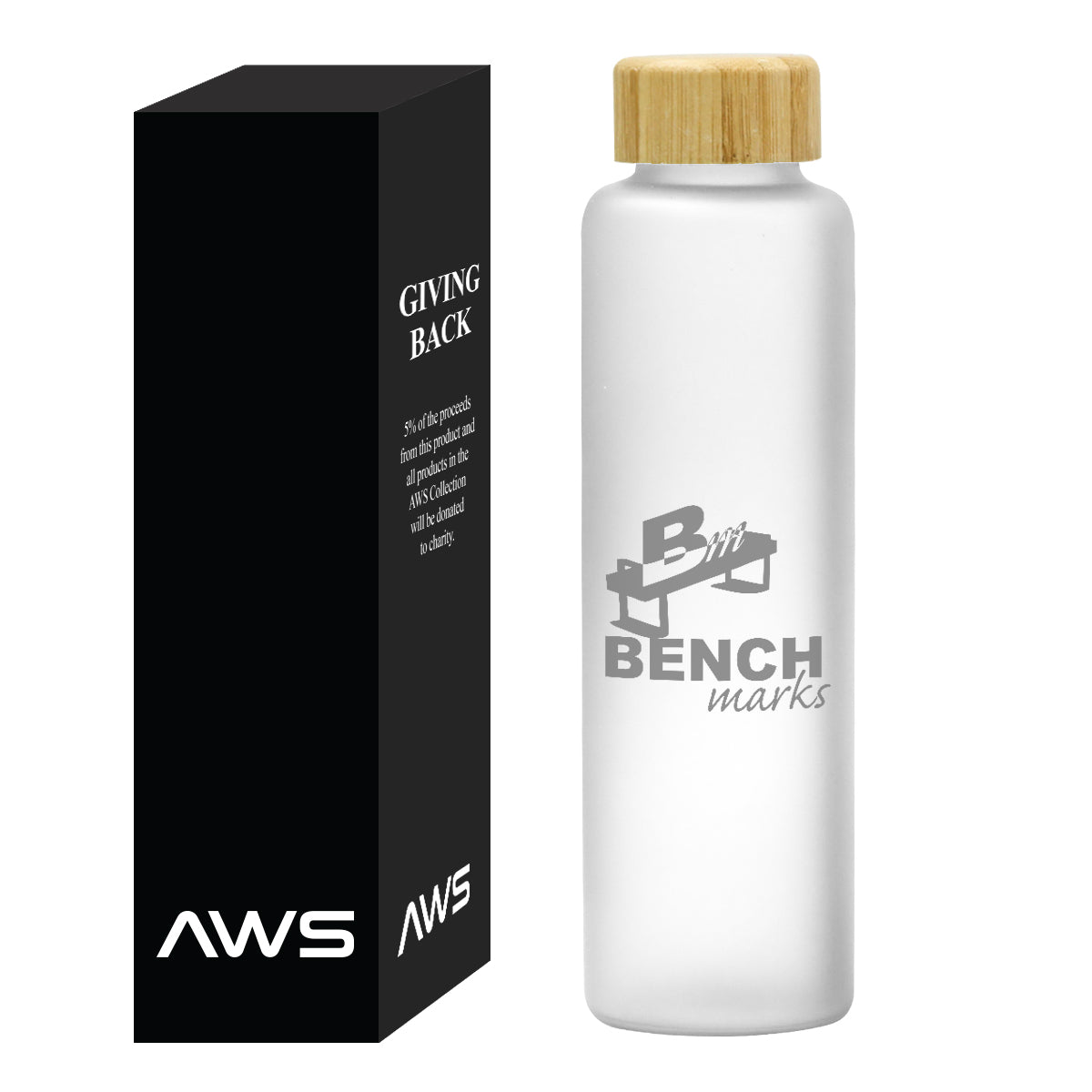 AWS Belle Glass Bottle with Bamboo Lid, 20 oz - Silk Screen