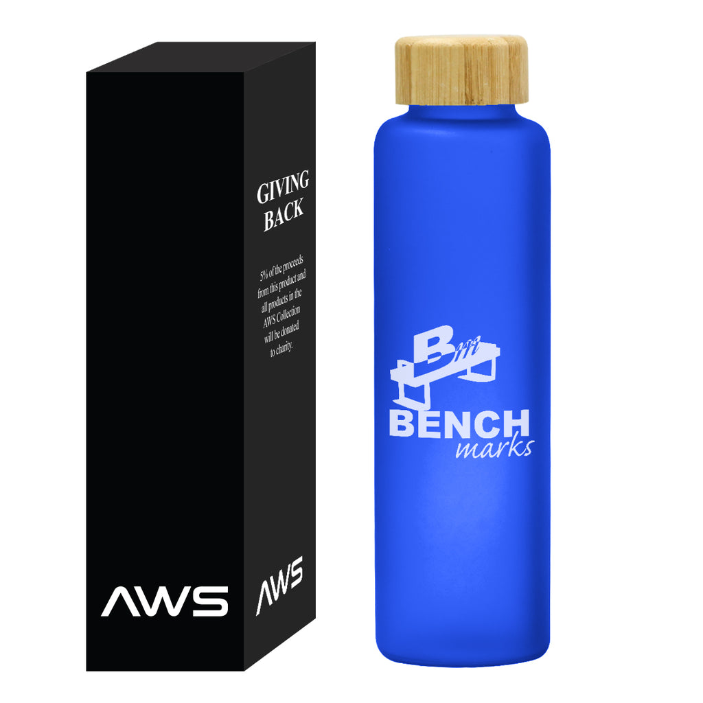 AWS Belle Glass Bottle with Bamboo Lid, 20 oz - Silk Screen